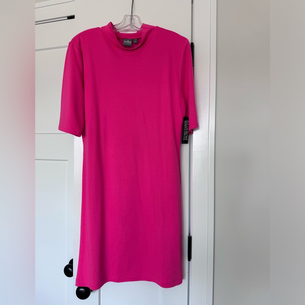 Bright pink t shirt dress